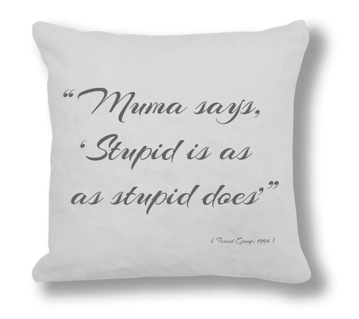 Forest Gump 1994 Film Quote - "Muma says, 'Stupid is as stupid does'" Cushion Cover