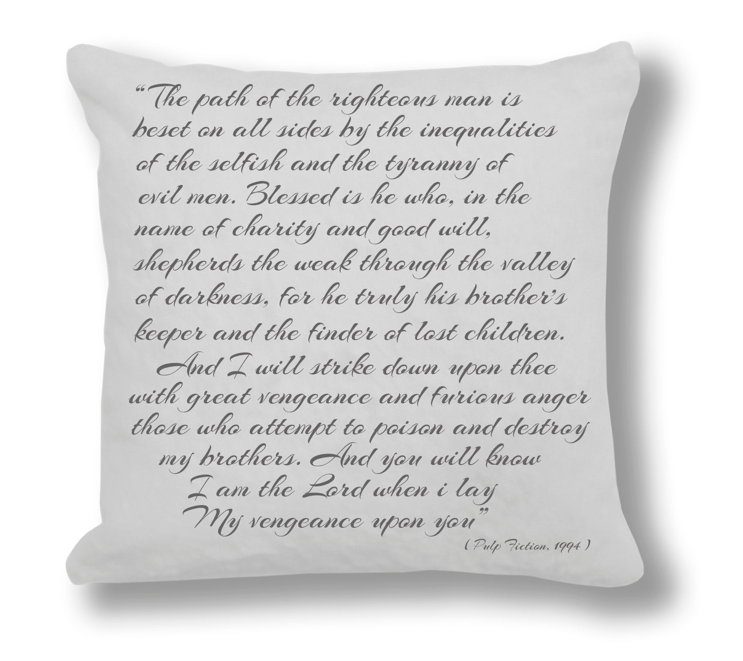 Pulp Fiction 1994 Film Quote - "The path of the righteous man is."  Cushion Cover
