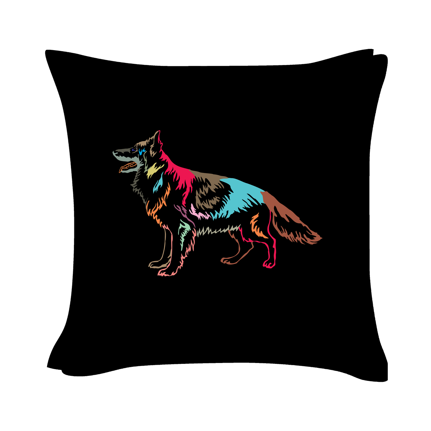 German Shepherd Art - Black Cushion Cover