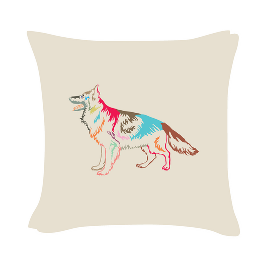 German Shepherd Art - Beige Cushion Cover