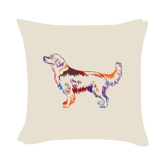 Golden Retriever Art - Beige Cushion Cover