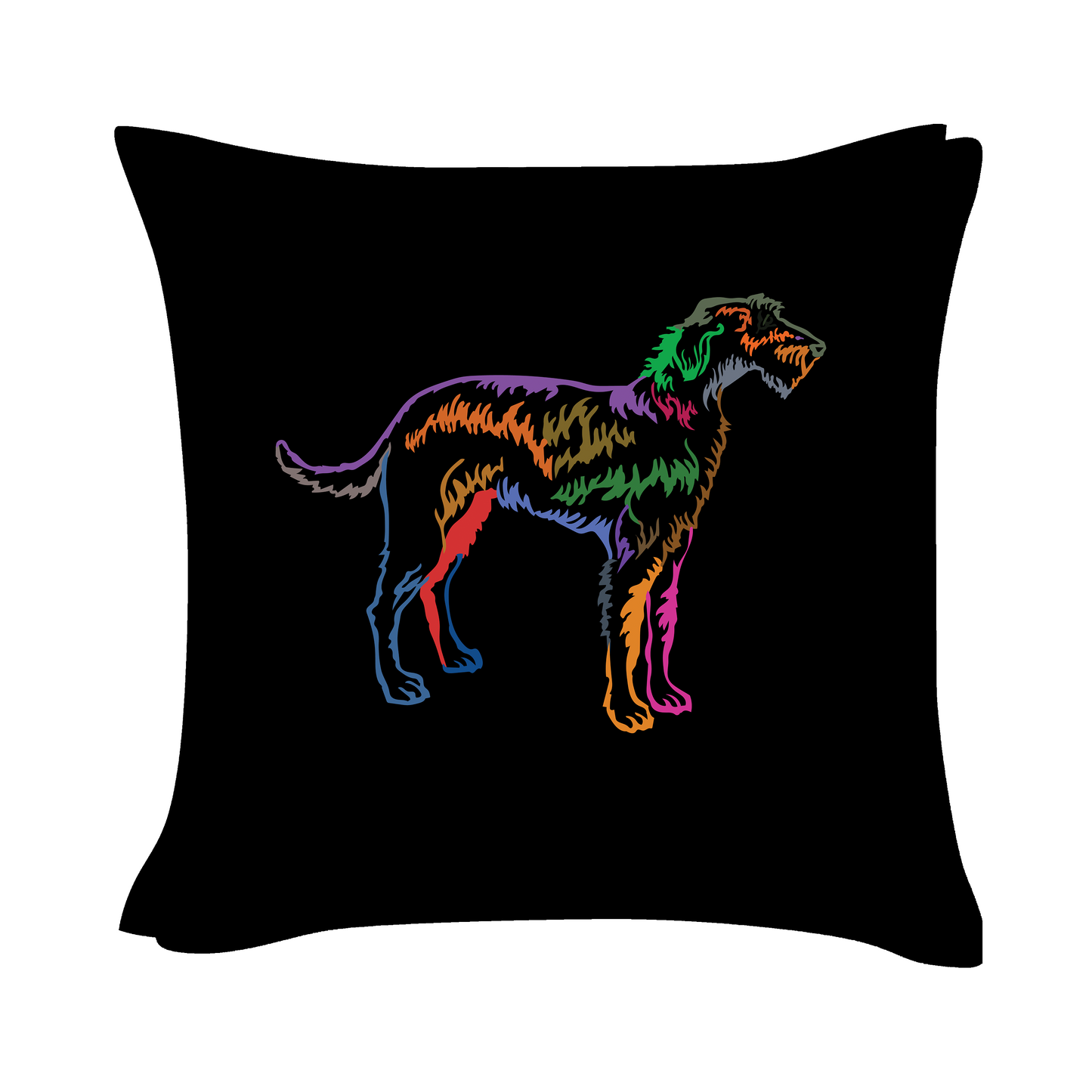 Irish Wolfhound Art - Black Cushion Cover