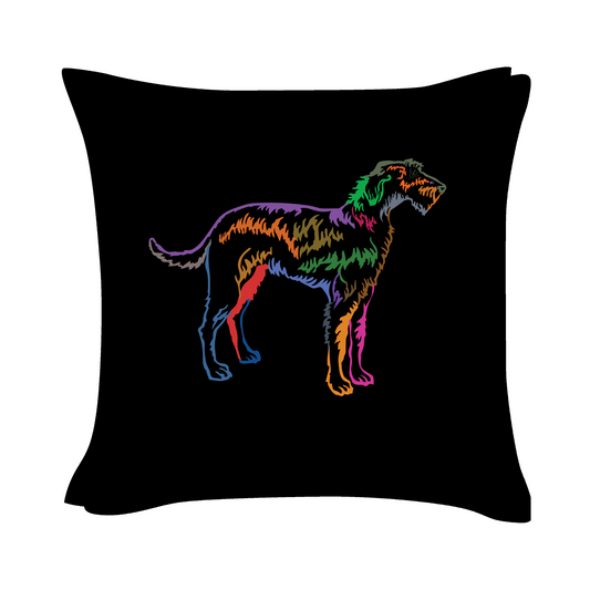 Irish Wolfhound Art - Black Cushion Cover