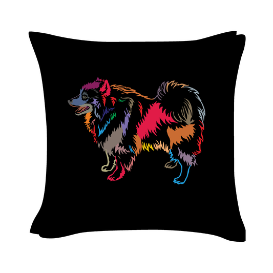 Keeshound Art - Black Cushion Cover