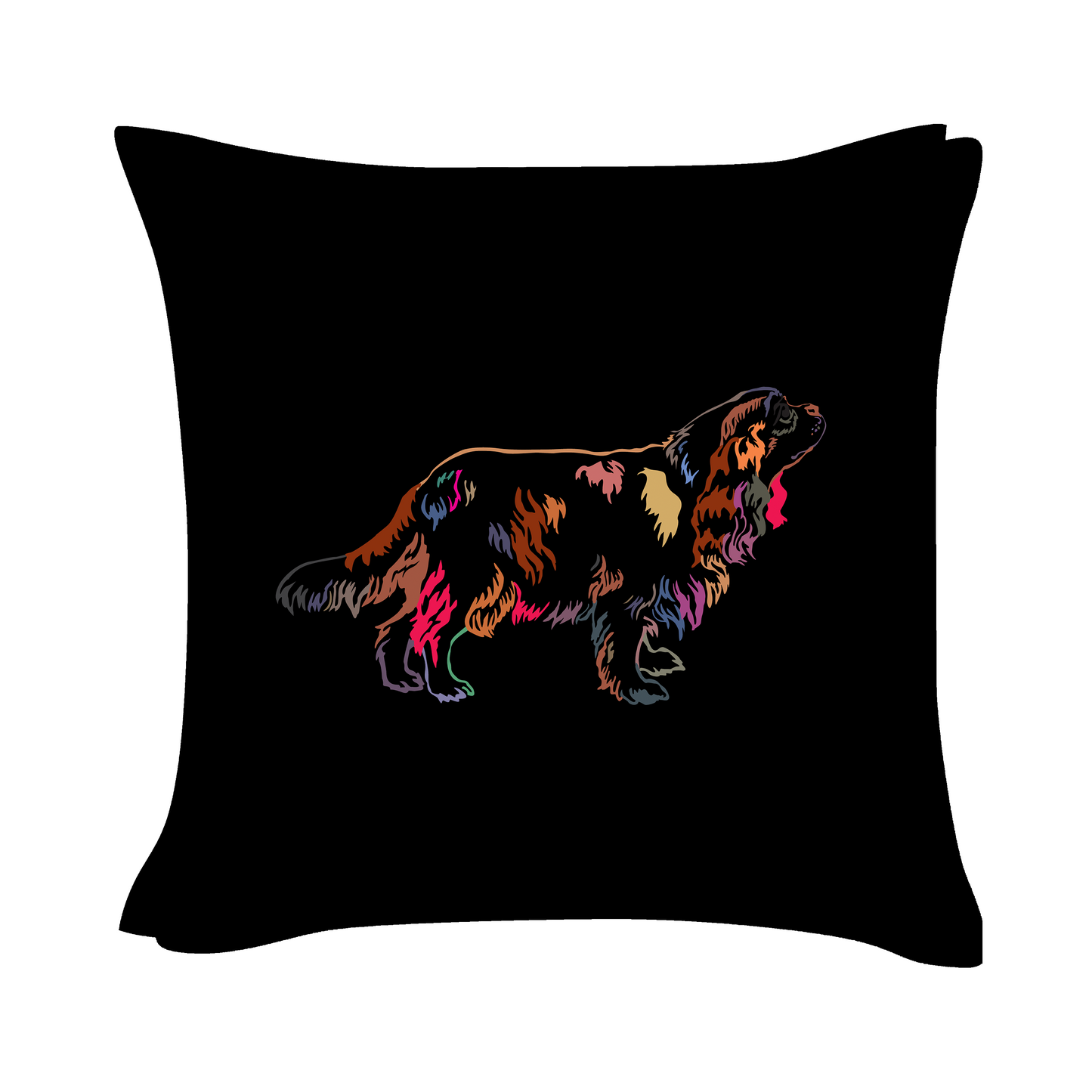 King Charles Spaniel Art - Black Cushion Cover