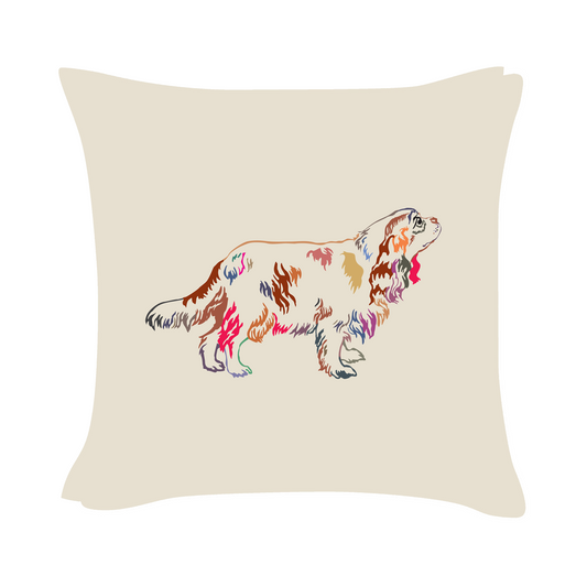 King Charles Spaniel Art - Beige Cushion Cover