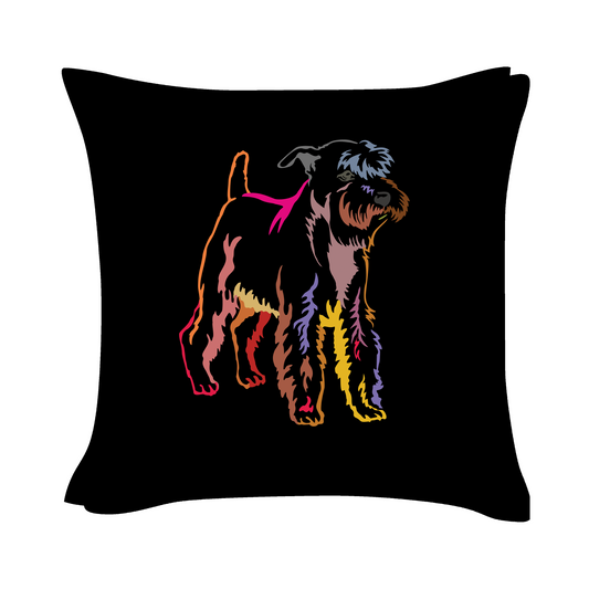 Miniature Schnauzer Art - Black Cushion Cover
