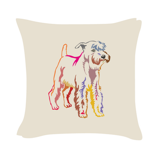 Miniature Schnauzer Art - Beige Cushion Cover