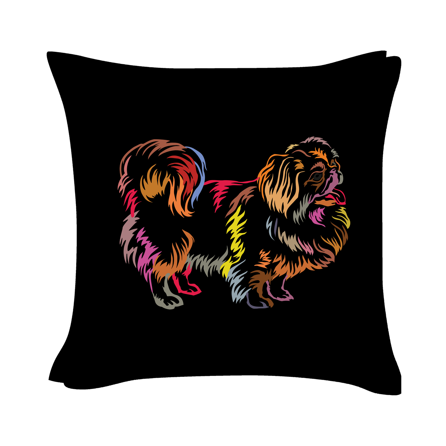 Pekingese Art - Black Cushion Cover