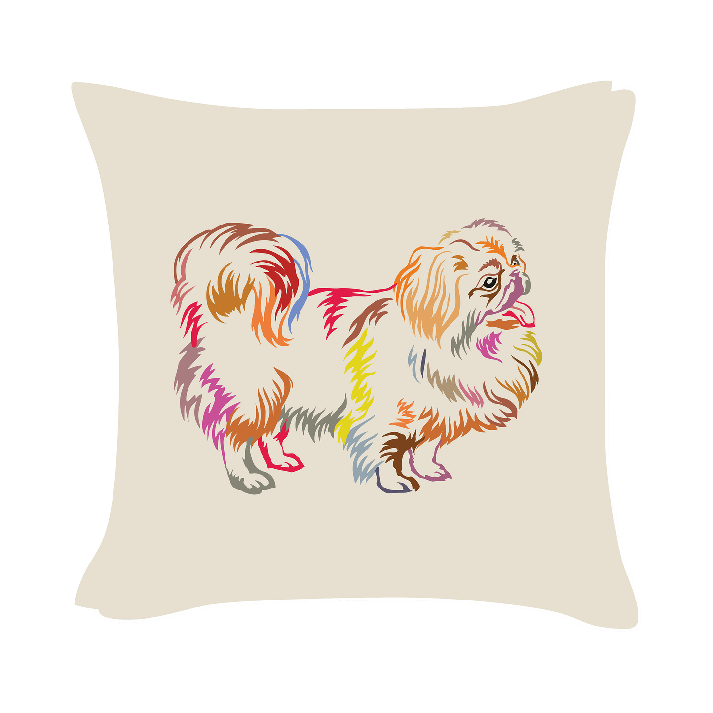 Pekingese Art - Beige Cushion Cover