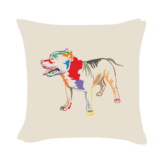 Pit Bull Terrier Art - Beige Cushion Cover