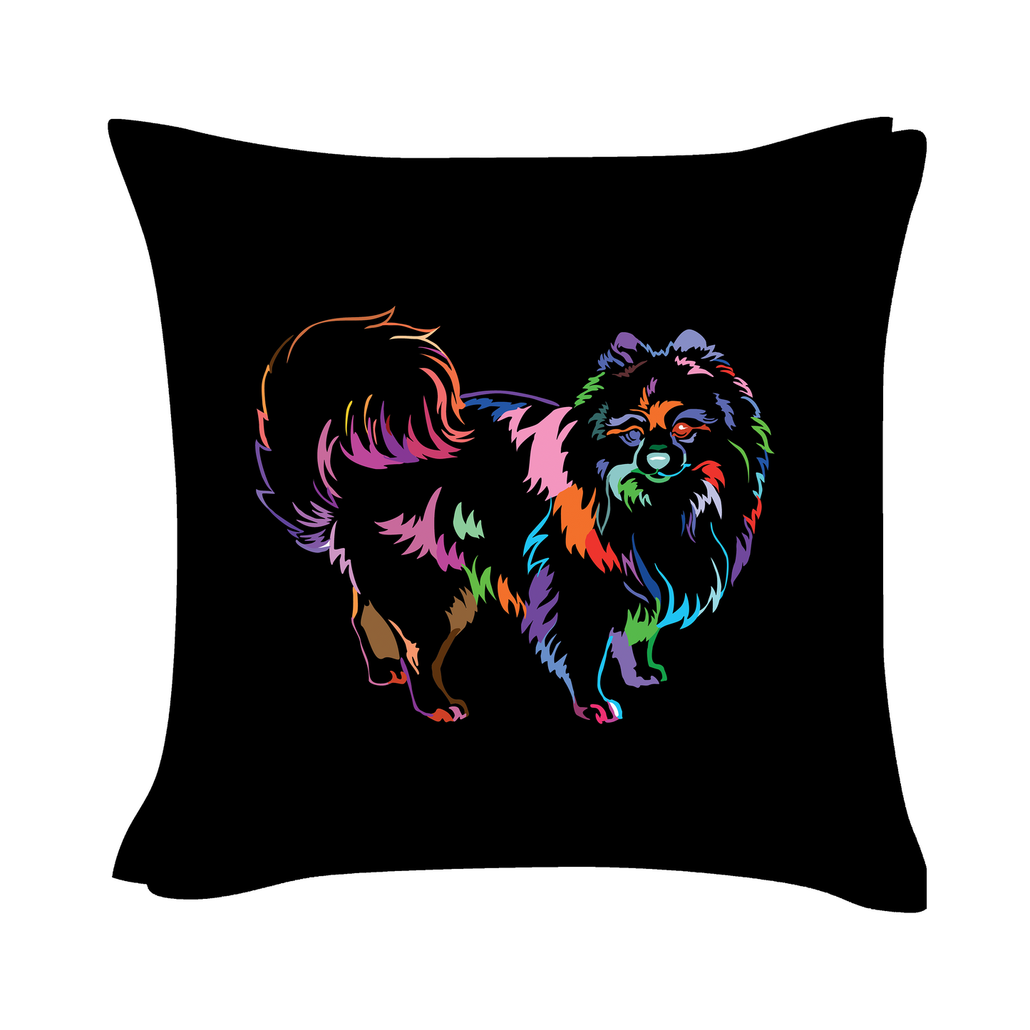 Pomeranian Art - Black Cushion Cover