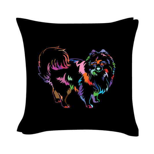 Pomeranian Art - Black Cushion Cover