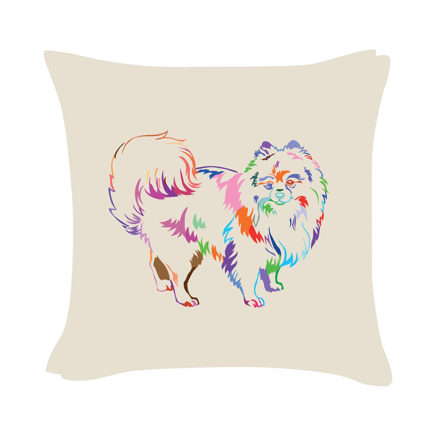 Pomeranian Art - Beige Cushion Cover