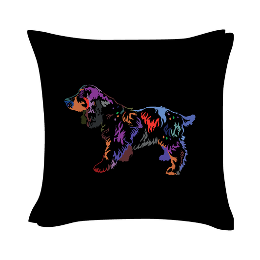 Russian Spaniel Art - Black Cushion Cover