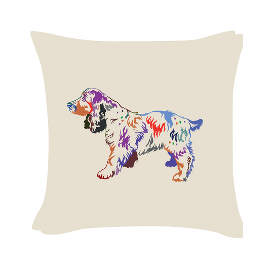 Russian Spaniel Art - Beige Cushion Cover