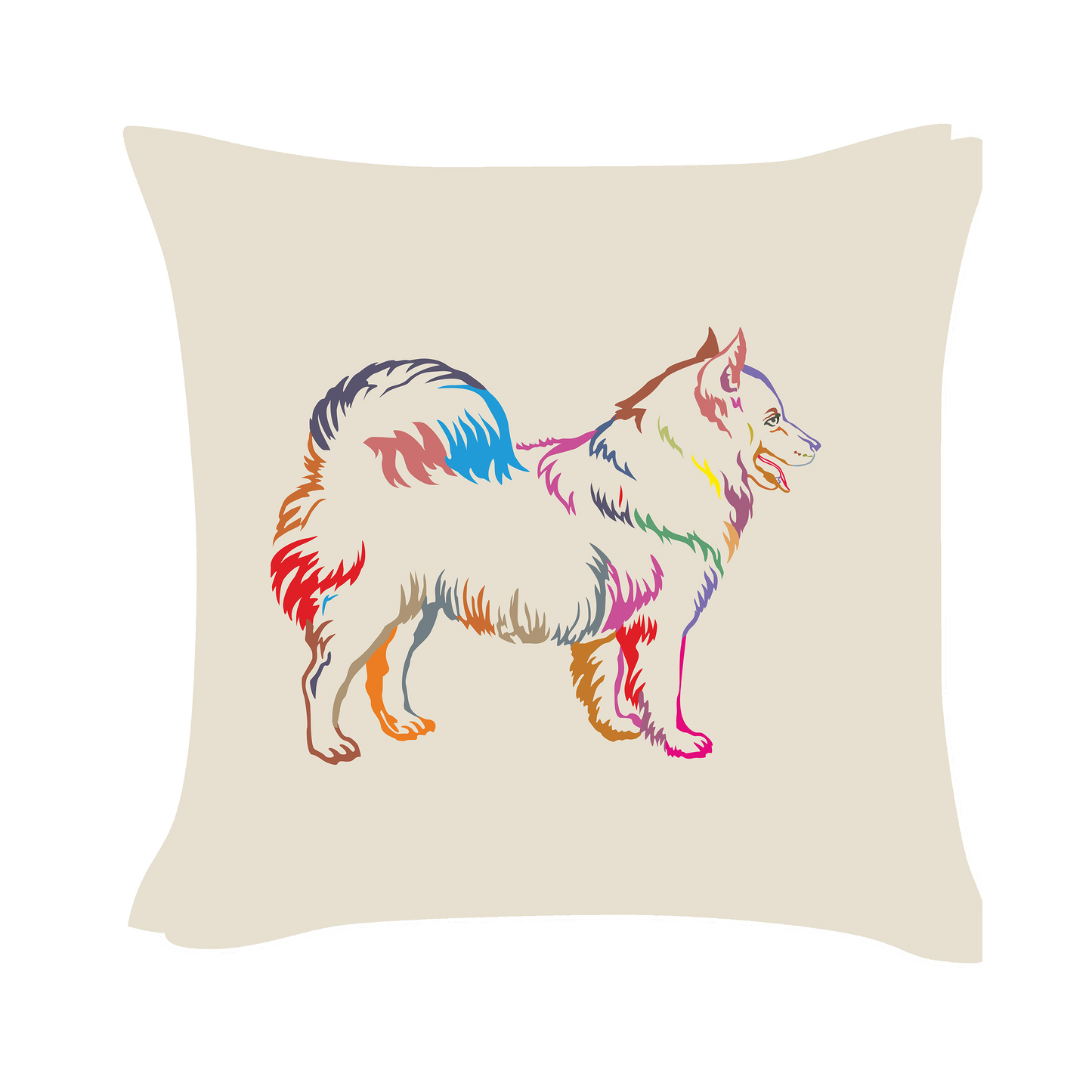 Samoyed Art - Beige Cushion Cover
