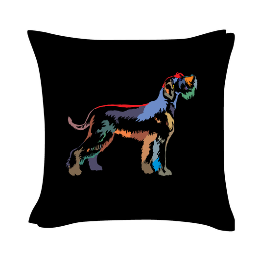 Schnauzer Art - Black Cushion Cover