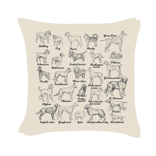 Various Breeds Art - Beige Cushion Cover